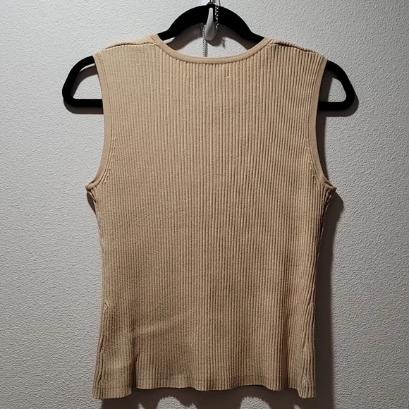 Vintage Brown Large Scoop Neck Sweater Vest Classic Casual Minimalist Streetwear - Picture 11 of 12